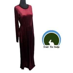 Vtg BomBom Burgundy Velvet LS Maxi Dress Fits Medium Q1 Grunge Whimsigoth